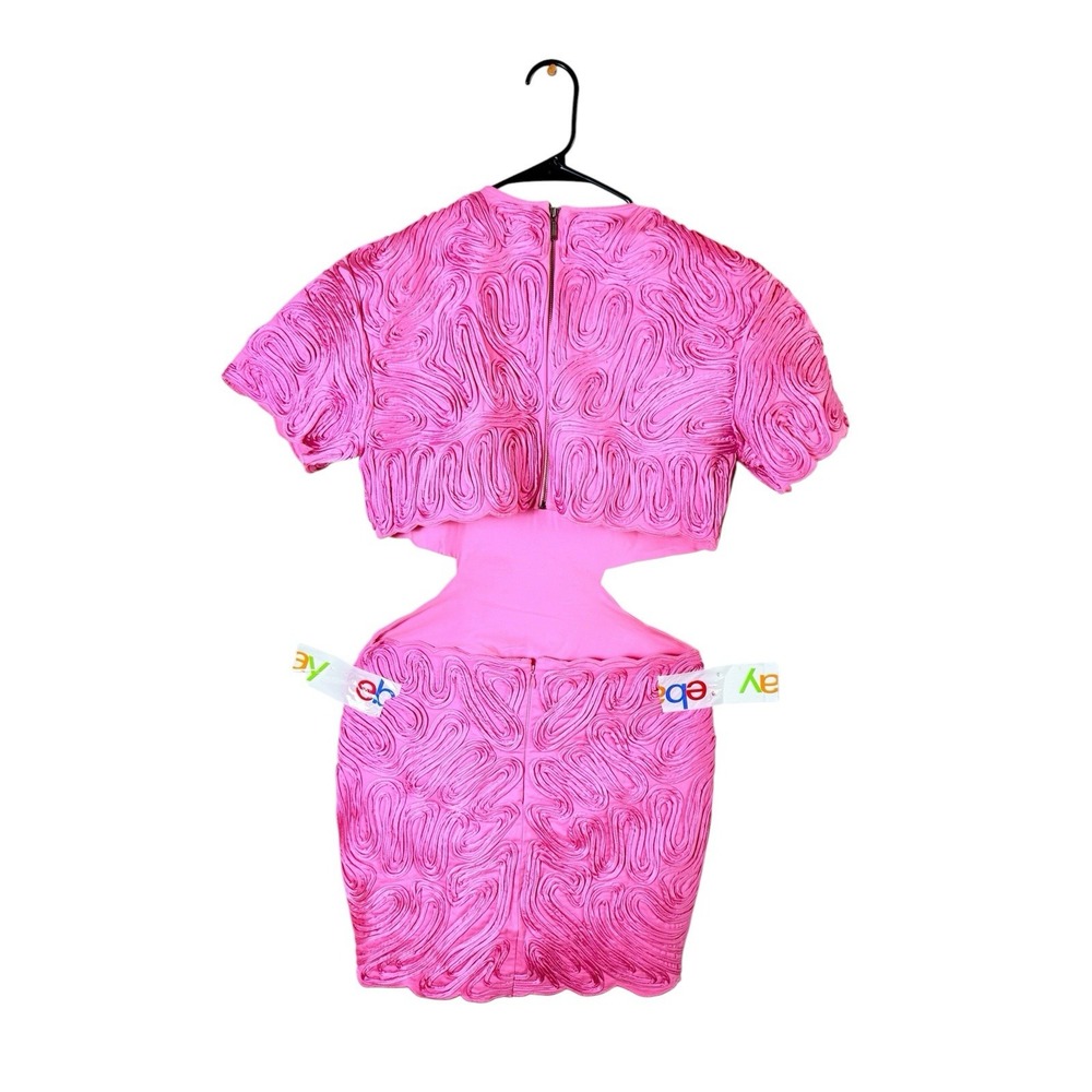 ASOS EDITION Embroidered Satin Cornelli Cut Out Mini Dress Pink Occasion Party - Picture 7 of 16